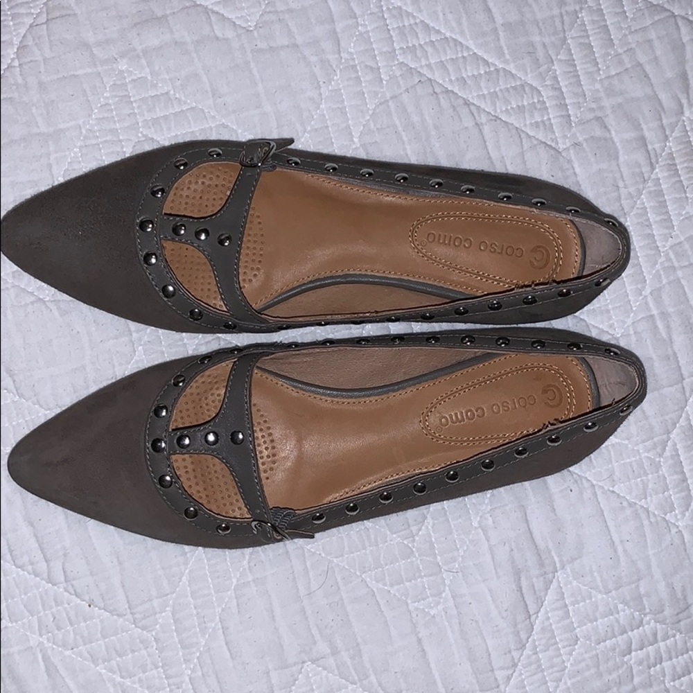 Corso Como Grey Leather Flats sz 6